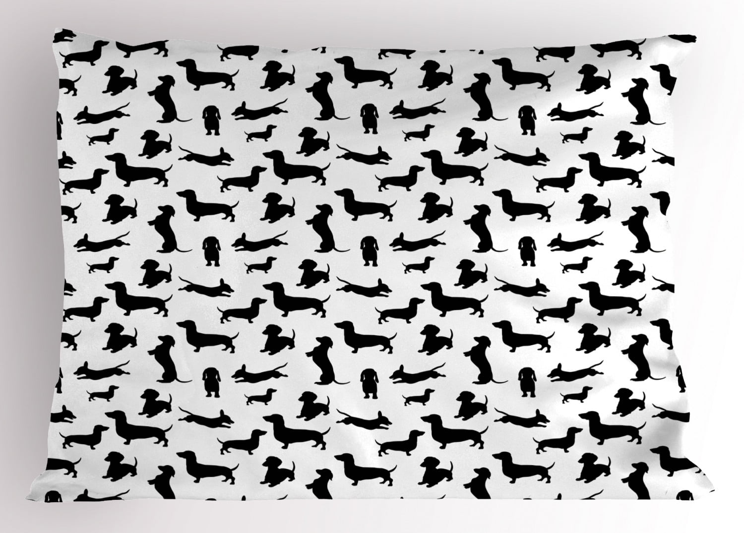 King Size Black and White Dachshund Polyester Pillow Sham