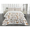 thumbnail image 1 of Ambesonne Dog Lover Quilted Bedspread Set 3 Pcs, Various Domestic Animals, Queen Size, Multicolor, 1 of 5