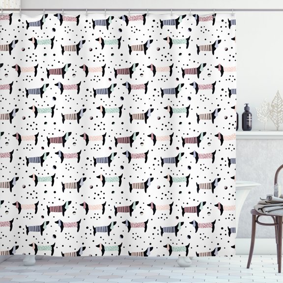 Ambesonne Dog Lover Shower Curtain, Dachshund Puppies, 69"Wx70"L, Multicolor