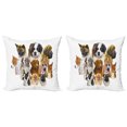thumbnail image 1 of Ambesonne Dog Lover Throw Pillow Cover 2 Pack, Portraits Breeds, 20", Multicolor, 1 of 7