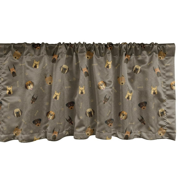 Ambesonne Dog Lover Valance Pack of 2, Heads Paw Print and Bones, 54"X18", Multicolor