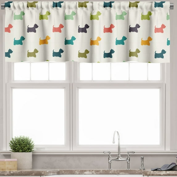 Ambesonne Dog Lover Valance Pack of 2, Polka Dot Terriers, 42"X12", Multicolor