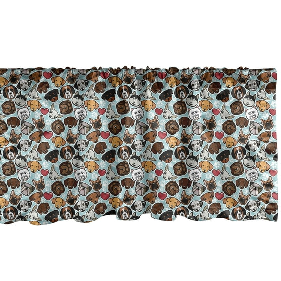 Ambesonne Dog Lover Window Valance, Canine Breeds Love, 42" x 12", Multicolor