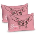 thumbnail image 1 of Ambesonne Dog Pillow Sham 2 Pack, Girl Chihuahua Sketch Words, 26"x20", Pale Pink Army Green, 1 of 3