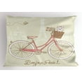 thumbnail image 1 of Ambesonne Dog Pillow Sham, Postcard from Paris Bicycle, 36" X 20", Eggshell and Coral, 1 of 2