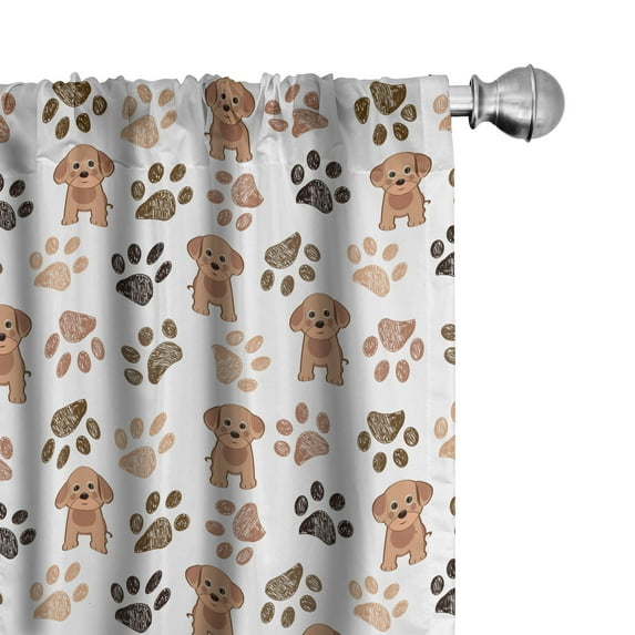 Ambesonne Dog Print Curtains, Animals Paws Earth Tones, Pair of 28"x63", Sand Brown Dark Cocoa