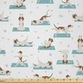 thumbnail image 1 of Ambesonne Dog Print Fabric by the Yard Microfiber, Funny Beagles Doing Yoga, 3 Yards, Sky Blue and Pale Caramel, 1 of 2
