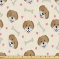 thumbnail image 1 of Ambesonne Dog Print Fabric by the Yard Upholstery, Bones Hearts Animal Faces, 5 Yards, Dark Mustard and Pale Pink, 1 of 5