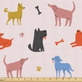 thumbnail image 1 of Ambesonne Dog Print Fabric by the Yard Upholstery, Pets Bones Paws Drawing, 5 Yards, Blue Vermilion Yellow, 1 of 5