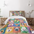 thumbnail image 1 of Ambesonne Dog Quilted Bedspread Set 2 Pcs, Terrier Labrador Breed Pets, Twin Size, Purple Green, 1 of 3