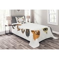 thumbnail image 1 of Ambesonne Dog Quilted Bedspread Set 2 Pcs, Various Cartoon Dog Design, Twin Size, Multicolor, 1 of 3
