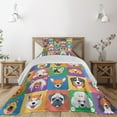 thumbnail image 1 of Ambesonne Dog Quilted Coverlet 2 Pcs, Terrier Labrador Breed Pets, Twin Size, Purple Green, 1 of 4