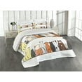 thumbnail image 1 of Ambesonne Dog Quilted Coverlet 3 Pcs, Dog Family in a Row, King Size, Yellow Brown, 1 of 4