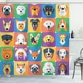 thumbnail image 1 of Ambesonne Dog Shower Curtain, Terrier Labrador Breed Pets, 69"Wx84"L, Purple Green, 1 of 5