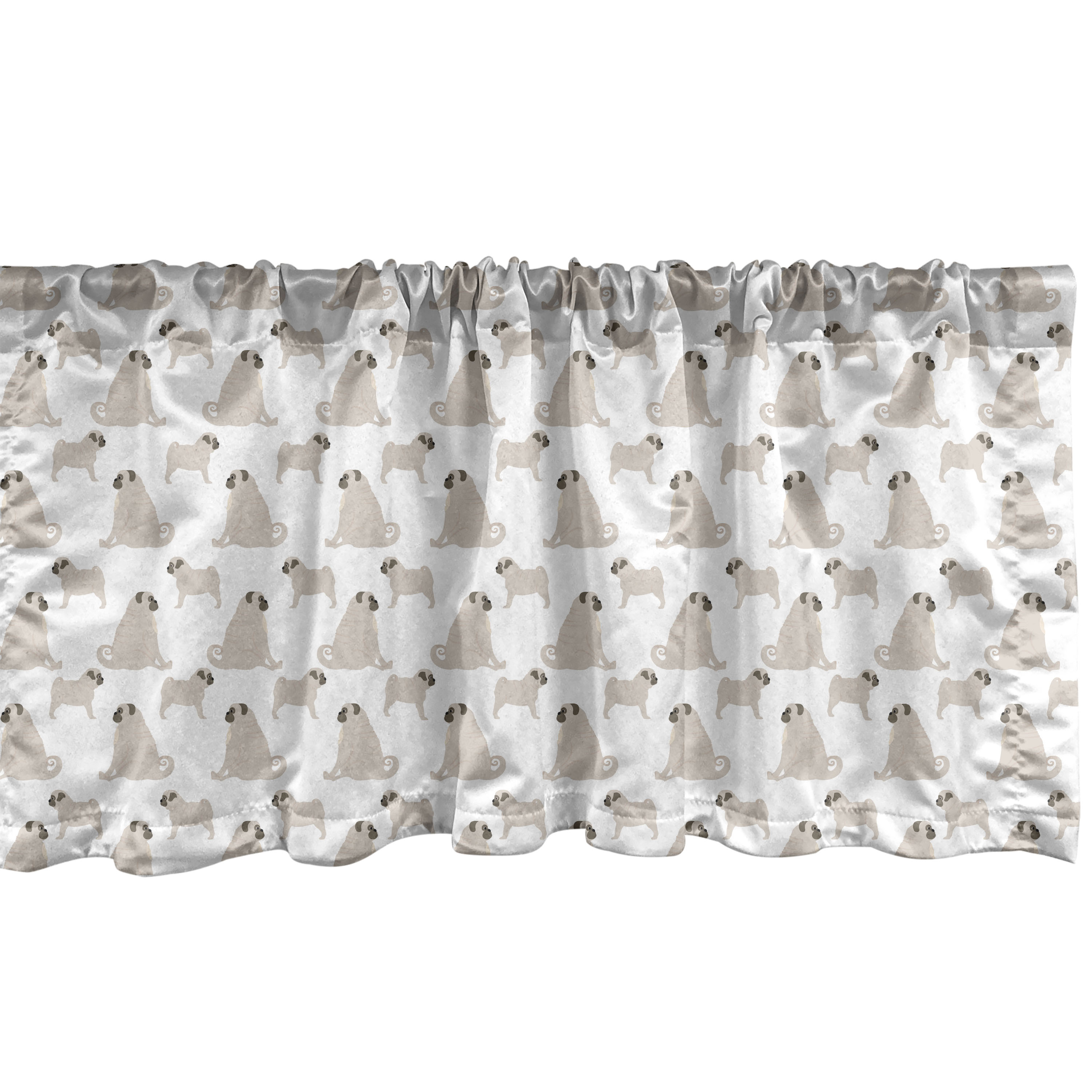 Ambesonne Dog Valance Pack of 2, Repeating Pug Puppies Pattern, 42"X12