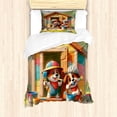 thumbnail image 1 of Ambesonne Dogs Duvet Cover Set, Puppies Painting the Kennel, Twin, Apple Green and Orange, 1 of 3