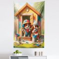 thumbnail image 1 of Ambesonne Dogs Wall Hanging Tapestry, Puppies Painting the Kennel, 30"x45", Apple Green and Orange, 1 of 2