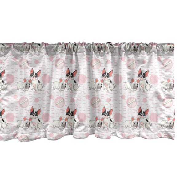 Ambesonne Dogs Window Valance, Animals Bones Circles Lines, 42" x 12", Burnt Sienna Dark Tan
