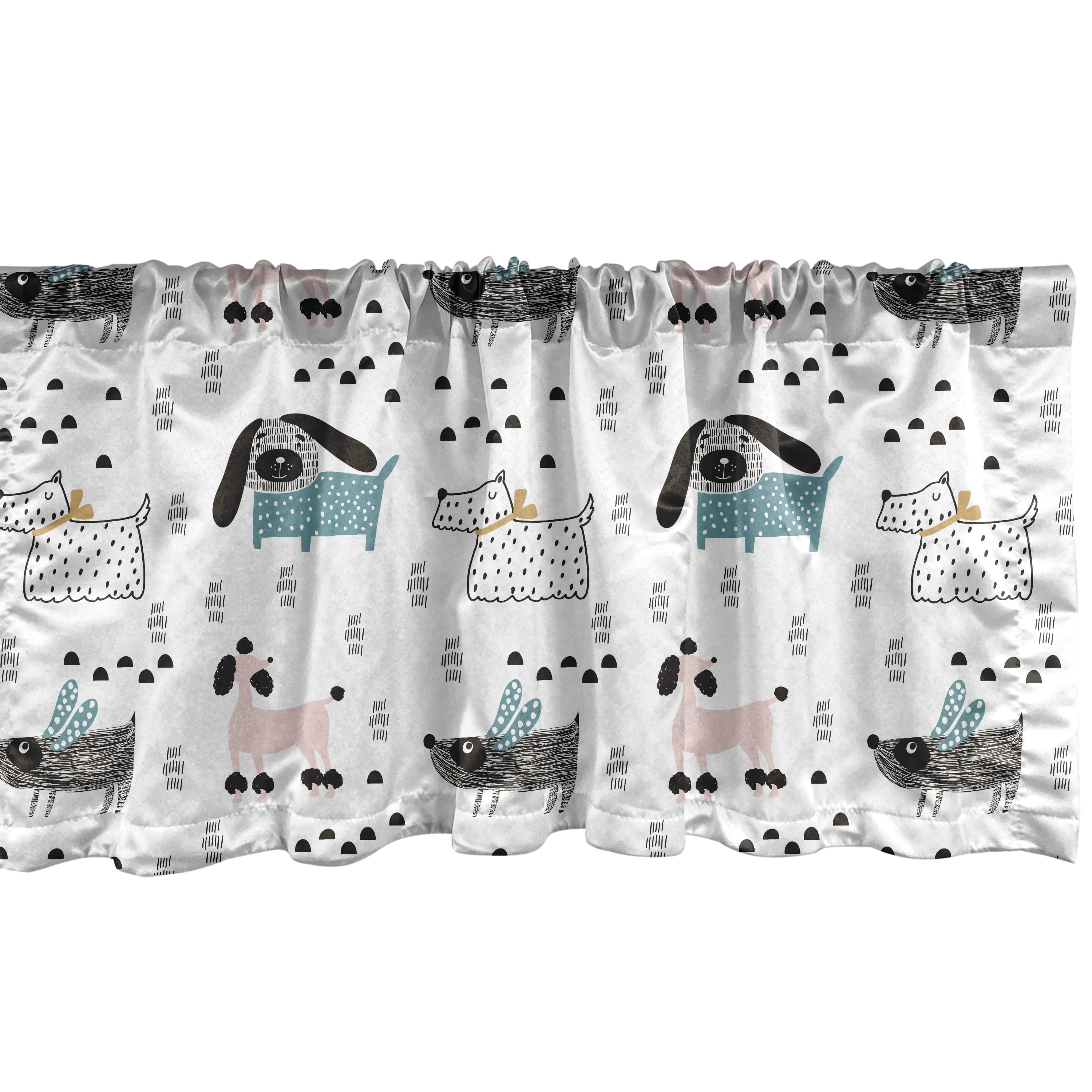Scandinavian Dog Print 54'' W x 18'' L Satin Valance