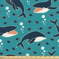 thumbnail image 1 of Ambesonne Dolphin Fabric by the Yard Upholstery, Fishes Bubbles Pattern Art, 1 Yard, Dark Seafoam Slate Blue, 1 of 1