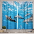 thumbnail image 1 of Ambesonne Dolphin Kitchen Curtains, Happily Swimming Fish, 55"x45", Blue Grey, 1 of 3