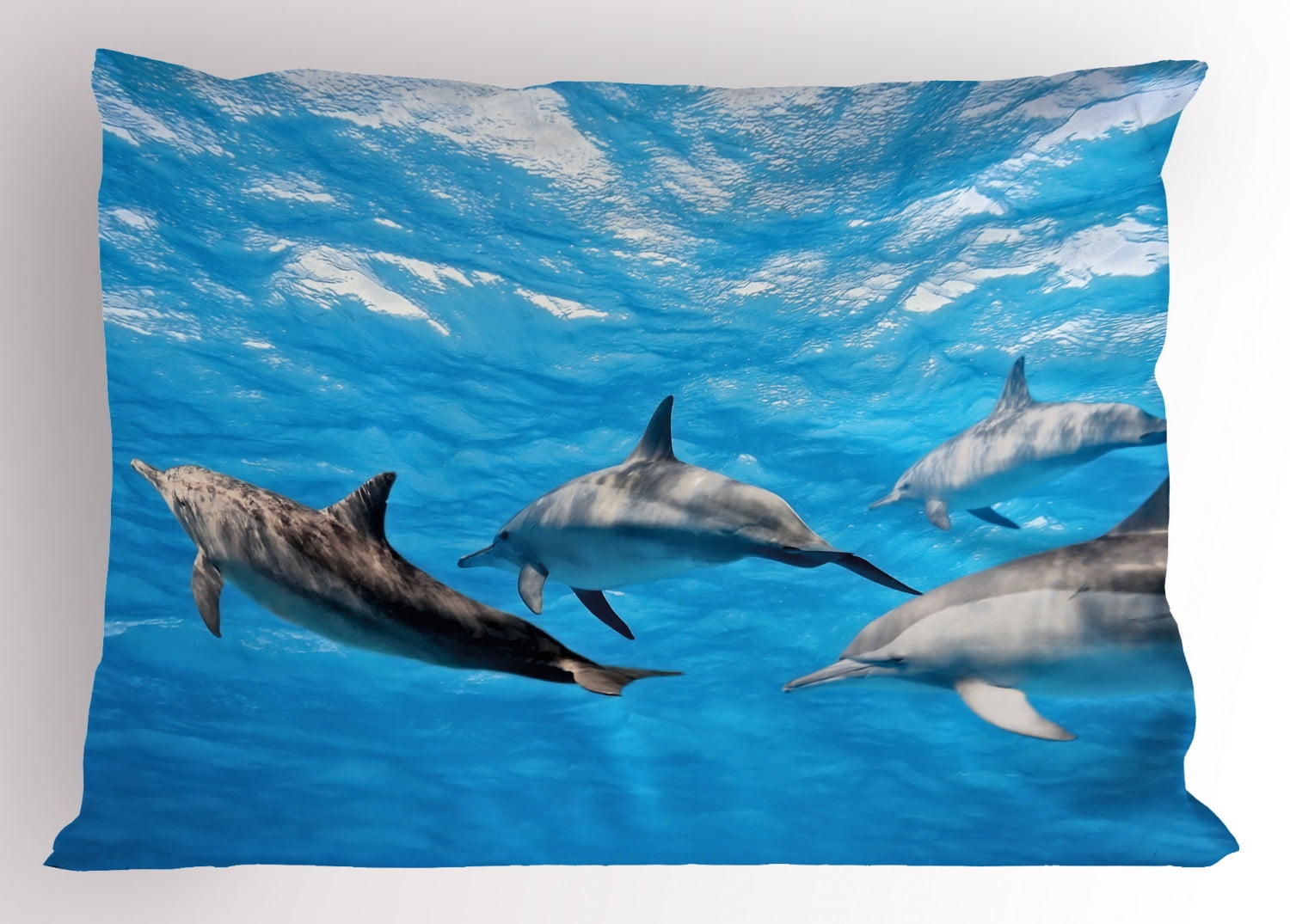 Blue and Grey Dolphin Print Microfiber Pillow Sham