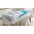 thumbnail image 1 of Ambesonne Dolphin Tablecloth Rectangular Table Cover, Cartoon Ocean Animals, 60"x84", Blue White, 1 of 4