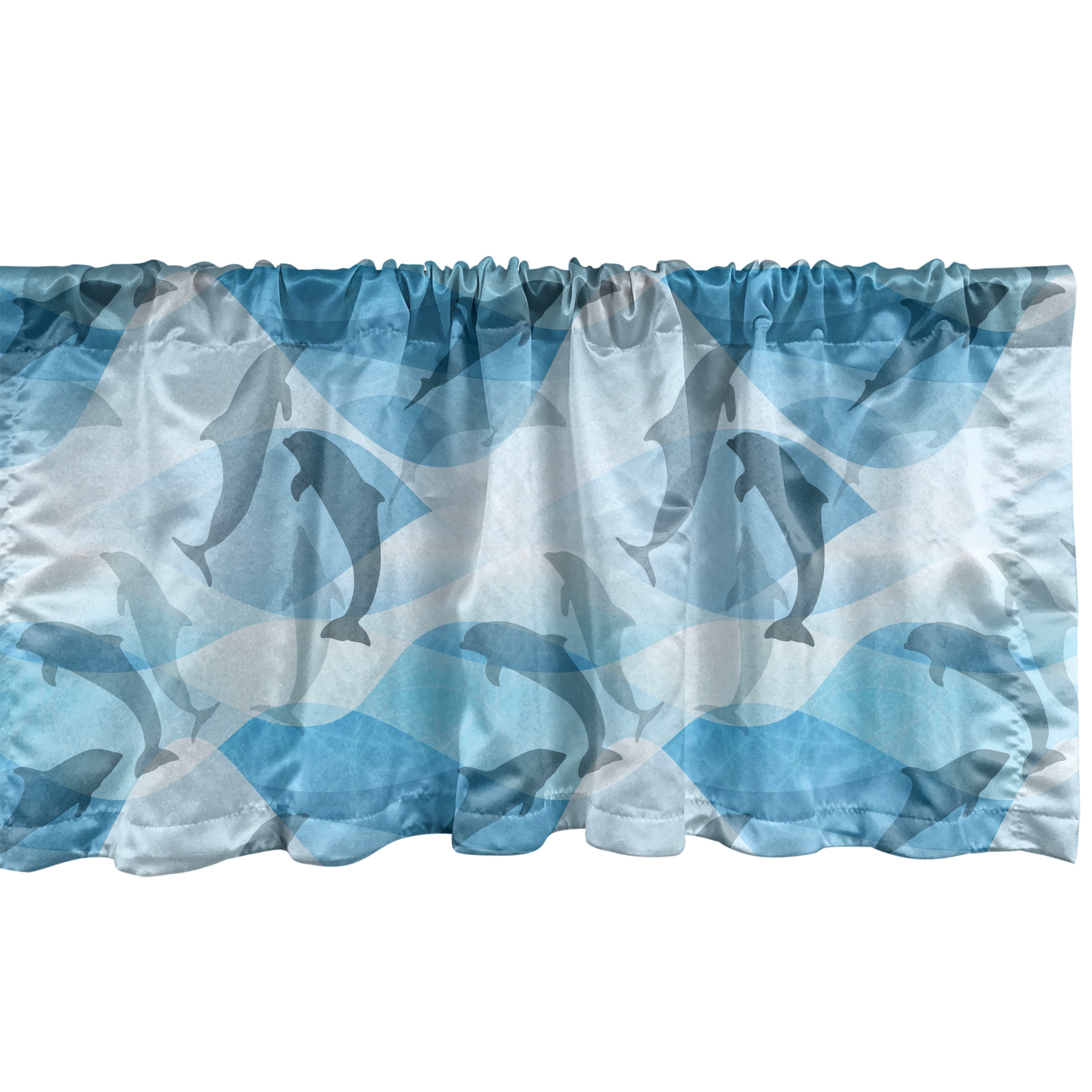 Ambesonne Dolphin Window Valance, Underwater Fish Pattern, 54