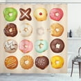 thumbnail image 1 of Ambesonne Donut Shower Curtain, Delicious Glazed Pastries, 69"Wx75"L, Multicolor, 1 of 3
