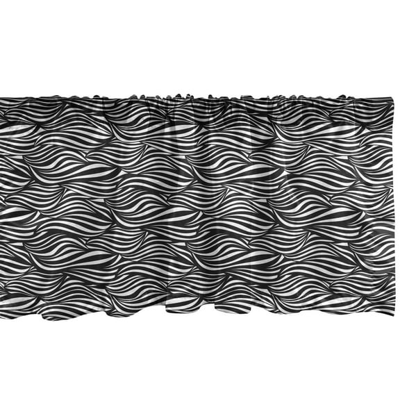 Ambesonne Doodle Window Valance, Contemporary Style Optical Illusion in Bicolored Composition Pattern, Curtain Valance for Kitchen Bedroom Decor with Rod Pocket, 54" X 18", Charcoal Grey and White