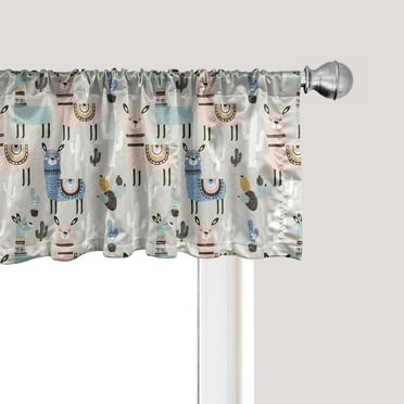 Ambesonne Doodle Window Valance, Llama Guanaco South American Animals Childish Hand Drawn Style Cartoon Art Print, Curtain Valance for Kitchen Bedroom Decor with Rod Pocket, 54" X 12", Multicolor