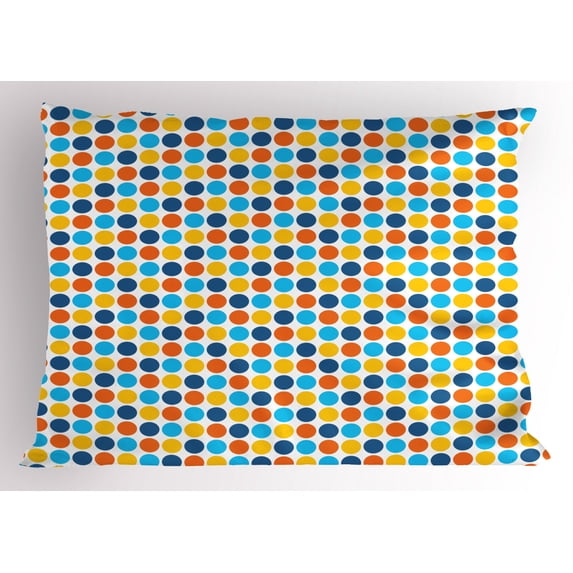 Ambesonne Dots Pillow Sham, Geometric Retro Style, 36" X 20", Multicolor