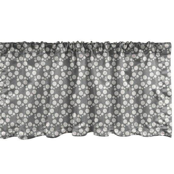 Ambesonne Dots Window Valance, Simplistic Geometric Retro Pattern of Irregular Big and Little Rounds, Curtain Valance for Kitchen Bedroom Decor with Rod Pocket, 54" X 12", Grey and Pale Eggshell
