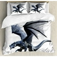 thumbnail image 1 of Ambesonne Dragon Duvet Cover Sets, Creature Wings, 2-Queen, Charcoal Grey, 1 of 1
