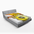 thumbnail image 1 of Ambesonne Dragon Fitted Sheet, Creature Hero, Full Size, Marigold Pistachio Green, 1 of 3