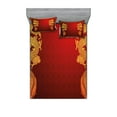 thumbnail image 1 of Ambesonne Dragon Fitted Sheet & Pillow Sham Set, Historic Creature, Calking, Orange Yellow, 1 of 2