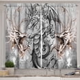 thumbnail image 1 of Ambesonne Dragon Kitchen Curtains, Scary Creature Sketch, 55"x39", Grey Umber, 1 of 3