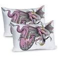 thumbnail image 1 of Ambesonne Dragon Pillow Sham 2 Pack, Digital Robotic Cyborg, 36"x20", Yellow Fuchsia Grey, 1 of 3