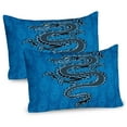 thumbnail image 1 of Ambesonne Dragon Pillow Sham 2 Pack, Year of the Dragon, 30"x20", Blue Black White, 1 of 3