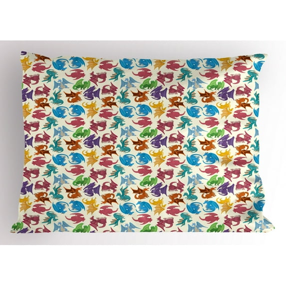 Ambesonne Dragon Pillow Sham, Pattern Colored, 26" X 20", Multicolor