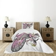 thumbnail image 1 of Ambesonne Dragon Quilted Bedspread Set 2 Pcs, Digital Robotic Cyborg, Twin Size, Yellow Fuchsia Grey, 1 of 6