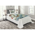 thumbnail image 1 of Ambesonne Dragon Quilted Bedspread Set 2 Pcs, Eastern Creature, Twin Size, Pale Green Vermilion, 1 of 3