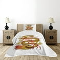 thumbnail image 1 of Ambesonne Dragon Quilted Bedspread Set 2 Pcs, Fiery Character, Twin Size, Mustard Vermilion Brown, 1 of 3