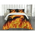thumbnail image 1 of Ambesonne Dragon Quilted Bedspread Set 3 Pcs, Abstract Fiery Creature, King Size, Orange Black, 1 of 5