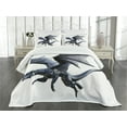 thumbnail image 1 of Ambesonne Dragon Quilted Bedspread Set 3 Pcs, Creature Wings, King Size, Charcoal Grey, 1 of 5