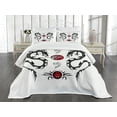 thumbnail image 1 of Ambesonne Dragon Quilted Bedspread Set 3 Pcs, Tattoo, Queen Size, Black White Red, 1 of 5