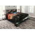 thumbnail image 1 of Ambesonne Dragon Quilted Bedspread Set 3 Pcs, Vikings Boat Stormy Sea, Queen Size, Multicolor, 1 of 4