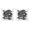 thumbnail image 1 of Ambesonne Dragon Throw Pillow Cover 2 Pack, Cultural Chinese Silhouette, 24", Charcoal Grey and White, 1 of 5