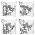 thumbnail image 1 of Ambesonne Dragon Throw Pillow Cover 4 Pack, Chinese Creature, 20", Black White, 1 of 7