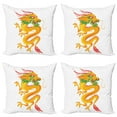 thumbnail image 1 of Ambesonne Dragon Throw Pillow Cover 4 Pack, Fierce Animal Cartoon Design, 16", Fern Green Orange, 1 of 2